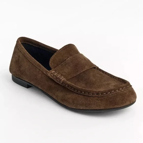 Zara Brown Suede Loafers - Picture 2 of 8